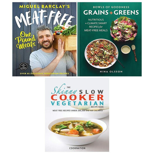 Bowls of Goodness Grains + Greens,Meat-Free One, Skinny Slow Cooker 3 Books Set - The Book Bundle