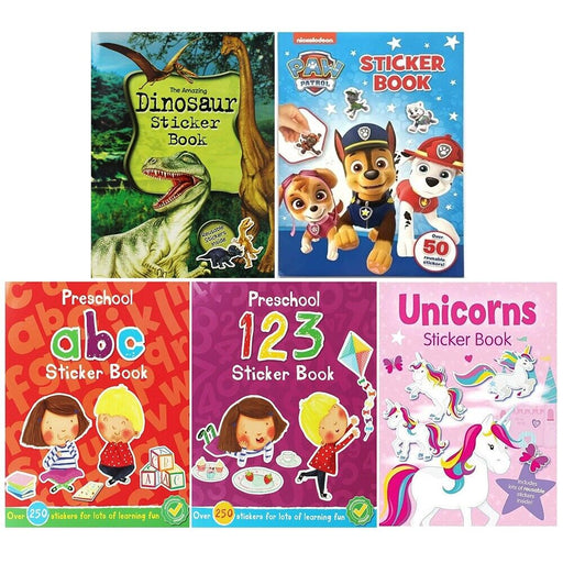 Dinosaur Sticker, ABC Preschool,Paw Patrol, Unicorns, 123 Preschool 5 Books Set - The Book Bundle