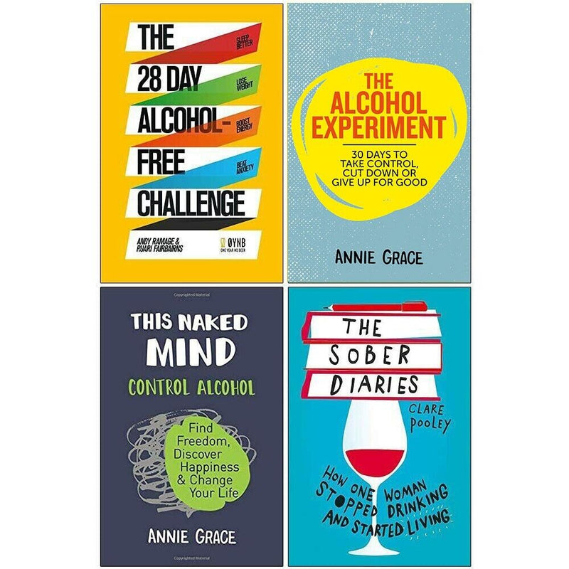 The 28 Day Alcohol Free Challenge, The Alcohol Experiment, This Naked Mind, The Sober Diaries 4 Books Collection Set - The Book Bundle