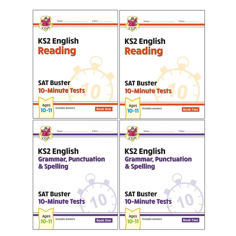 CGP KS2 English SAT Buster 10-Minute Tests 4 Books Collection Set - The Book Bundle
