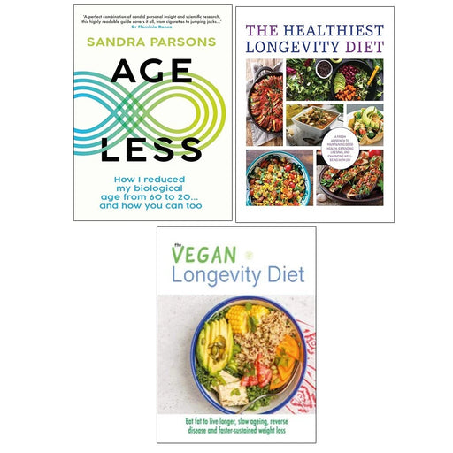Vegan Longevity Diet, Age Less Sandra Parsons, Healthiest Longevity Diet 3 Books Set - The Book Bundle