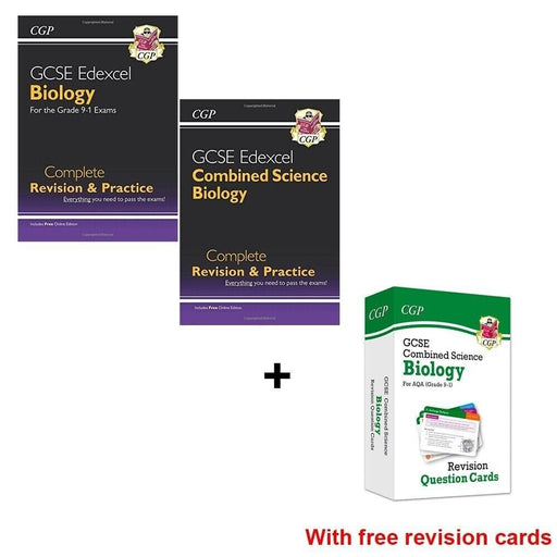 CGP GCSE Edexcel Biology Complete Revision & Practice 2 Books + With Free Cards - The Book Bundle