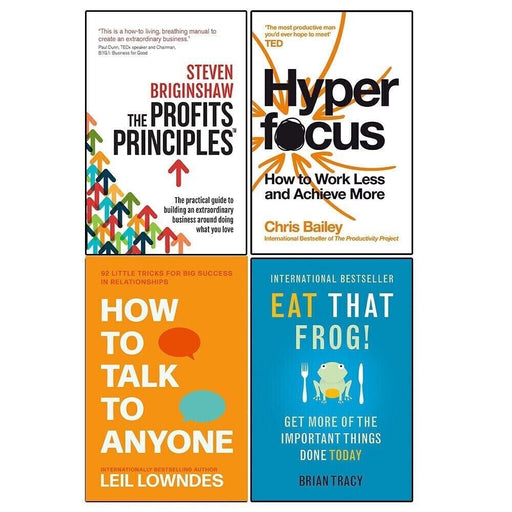 Profits Principles, Hyperfocus,How to Talk to Anyone & Eat That Frog 4 Books Set - The Book Bundle