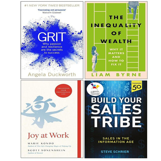 Grit, Inequality of Wealth (HB), Joy at Work, Build Your Sales Tribe 4 Books Set - The Book Bundle