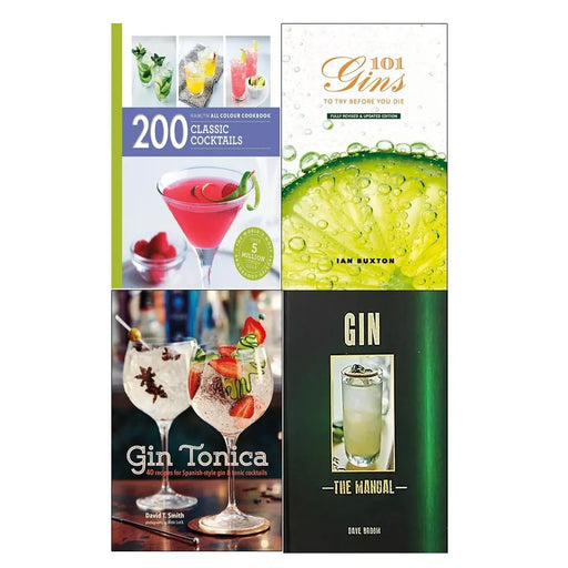 200 Classic Cocktails, Gin Tonica, Gin The Manual, 101 Gins 4 Books Set - The Book Bundle
