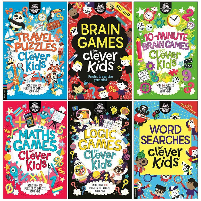 Brain Games Clever Kids 6 Books Collection Set by Gareth Moore Travel Puzzle - The Book Bundle