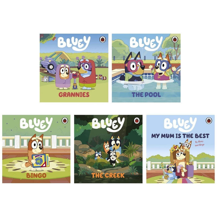 Bluey Collection 5 Books Set Grannies, Pool, Bingo, Creek,My Mum Is the Best - The Book Bundle