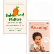 Set of two non-fiction books on baby weaning by Dr. Clare Llewellyn, Dr. Hayley Syrad, and Marie Mongan, featuring colorful covers.