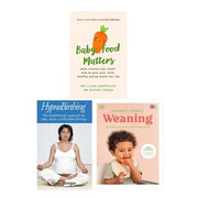 Set of three non-fiction books on baby feeding, weaning, and hypnobirthing by Yellow Kite and Souvenir Press Ltd, featuring colorful covers.