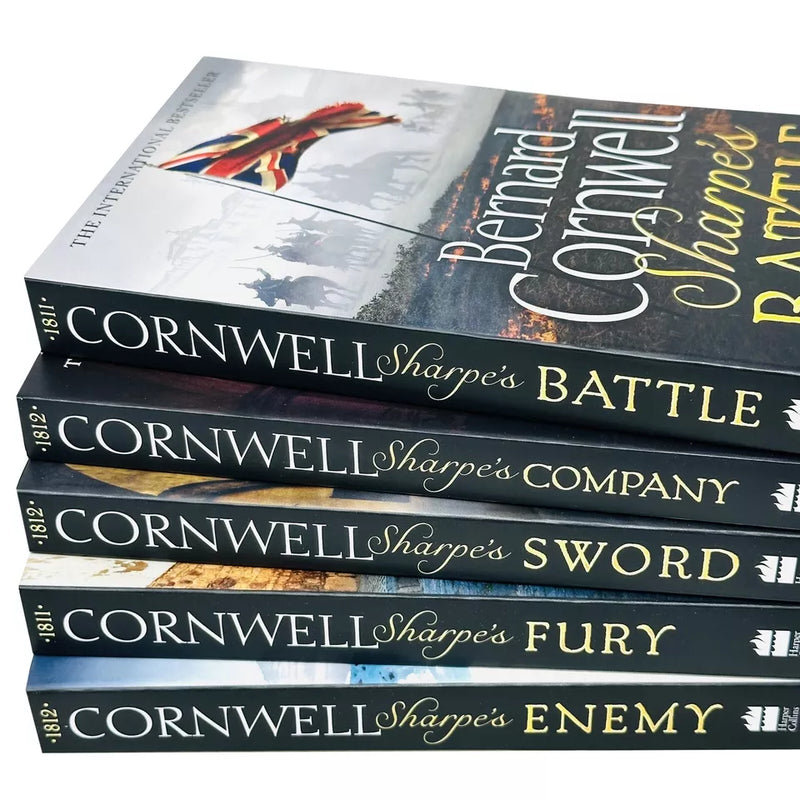 Bernard Cornwell Sharpe Series 5-book collection set in paperback, featuring historical fiction by Harper.