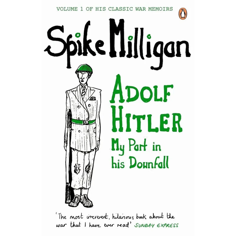 Set of five Spike Milligan Memoirs Series books including Peace Work, Adolf Hitler, Rommel, Gunner Who?, Monty, and Mussolini.