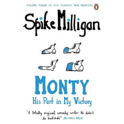 Set of five Spike Milligan Memoirs Series books including Peace Work, Adolf Hitler, Rommel, Gunner Who?, Monty, and Mussolini.
