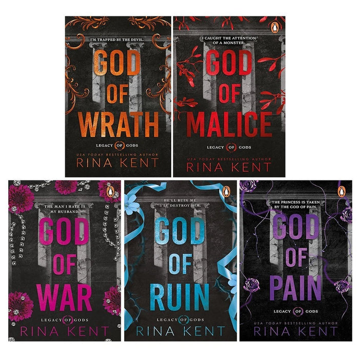 Legacy of Gods 5 Books  Set By Rina Kent (God of Pain, God of Fury, God of Ruin, God of War & God of Malice)