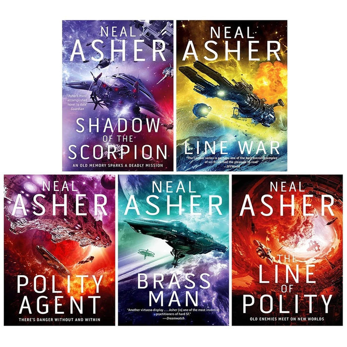 MISSING-Grehge t Cormac 5 Books Set (Shadow of the Scorpion,  The Line of Polity, Brass Man, Polity Agent, Line War) - The Book Bundle