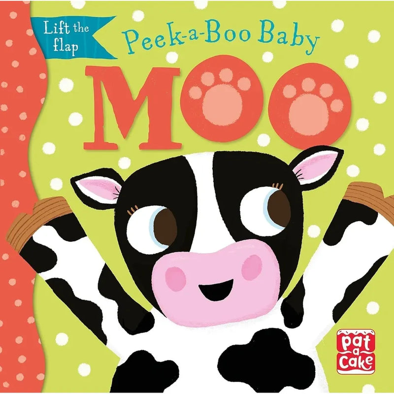 Set of five Peek-a-Boo Baby Collection books by Pat-a-Cake Ltd, featuring Roar, Buzz, I Love You, Moo, and Miaow.
