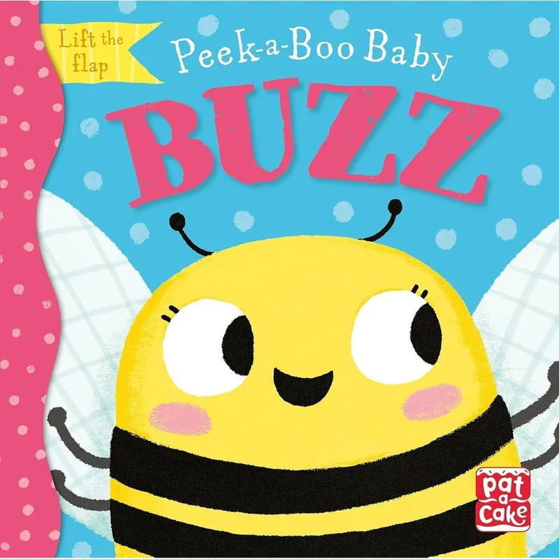 Set of five Peek-a-Boo Baby Collection books by Pat-a-Cake, featuring Roar, Buzz, I Love You, Moo, and Miaow illustrations.