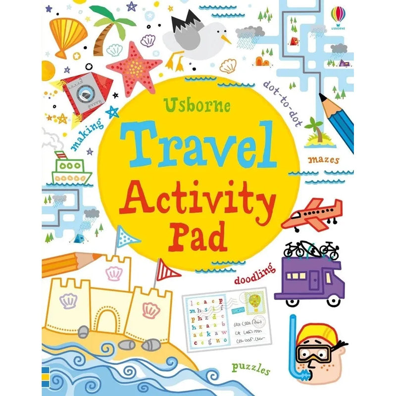 Usborne Travel Activity Games tear-off pads featuring pencil and paper games from Simon Tudhope and other authors.