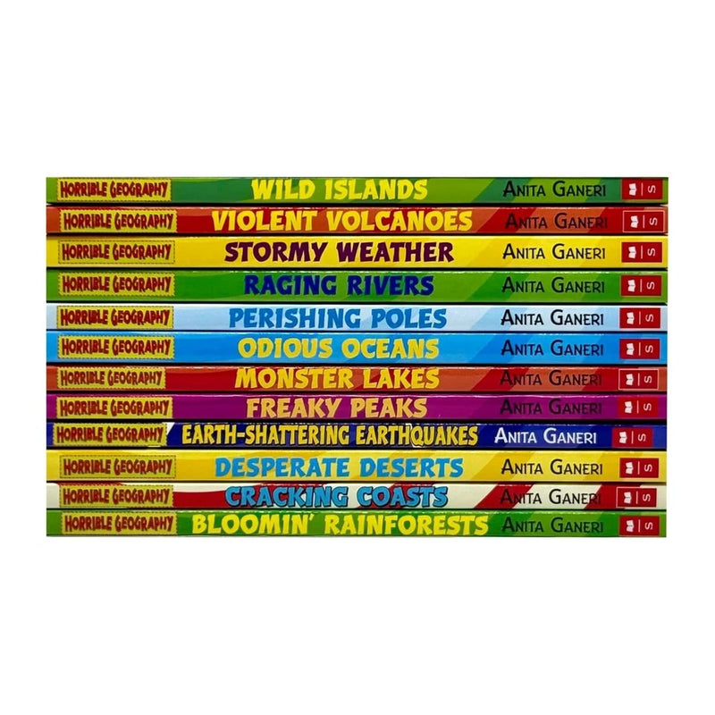 Horrible Geography collection of 12 books by Anita Ganeri, Scholastic series on fun, gross, and fascinating world geography topics.
