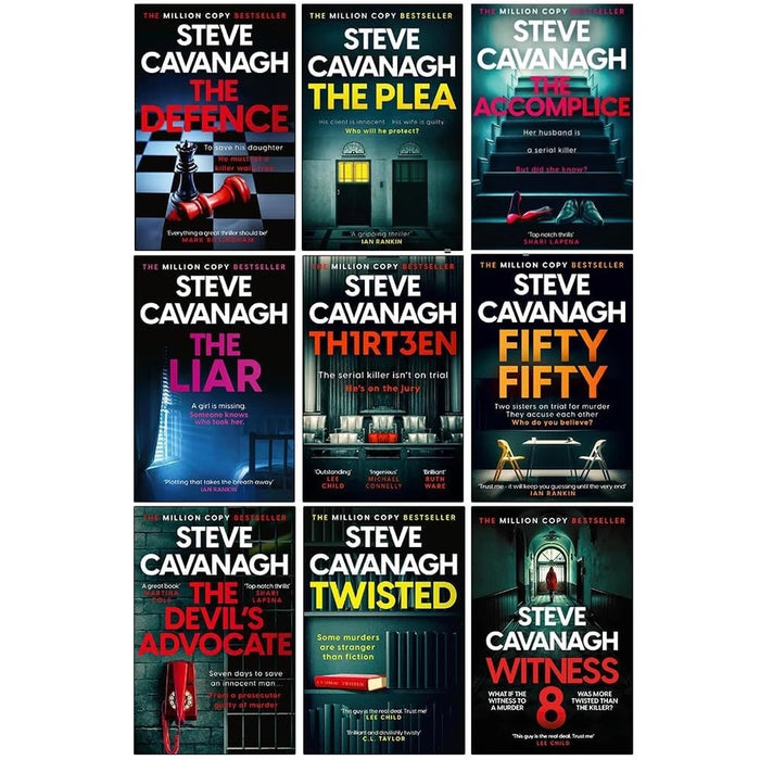Eddie Flynn Series 9 Books Collection Set By Steve Cavanagh(The Defence ,The Plea ,The Liar ,Thirteen, Fifty Fifty, The Devil’s Advocate, The Accomplice, Twisted  & Witness 8) - The Book Bundle
