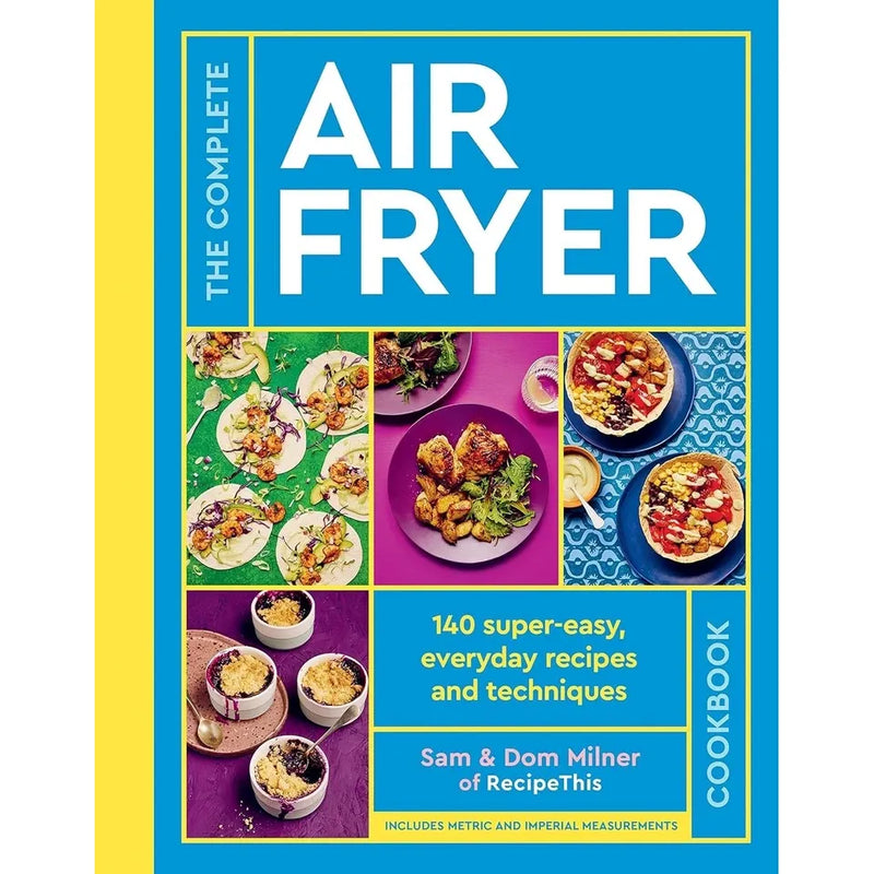 Collection of four air fryer cookbooks by Jenny Tschiesche, Kate Merker, Carolina Cartier, and Cooknation, featuring air fryer recipes.