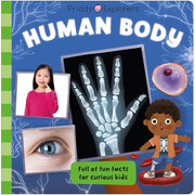 Priddy Explorers Series 8 books collection set by Priddy Books, featuring colorful space, sharks, dinosaurs, and human body illustrations.