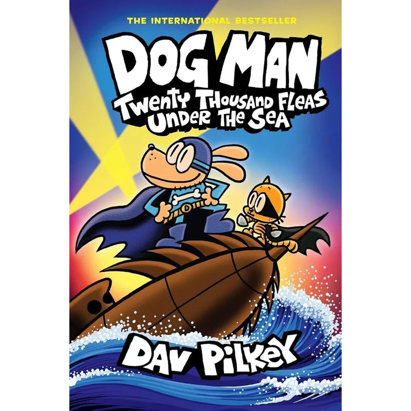 Dog Man Series 11-14 collection of four books by Dav Pilkey, featuring colorful covers and cartoon-style illustrations.