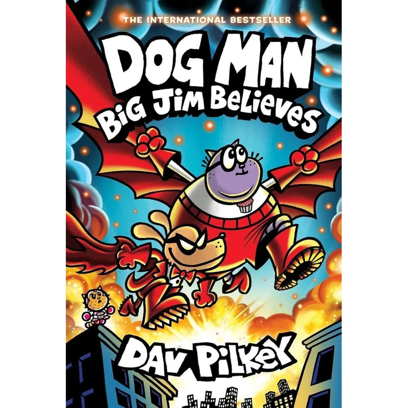Dog Man Series 11-14 collection by Dav Pilkey, four books set featuring colorful covers and cartoon illustrations.