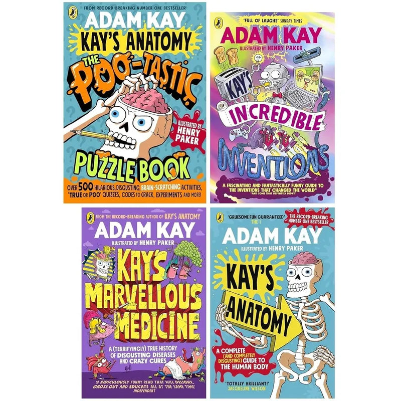 Adam Kay's 4 Books Collection Set (Kay's Anatomy ,Kay's Marvellous Medicine  & Kay’s Incredible Inventions &  Kay's Anatomy: The Poo-Tastic Puzzle Book) - The Book Bundle