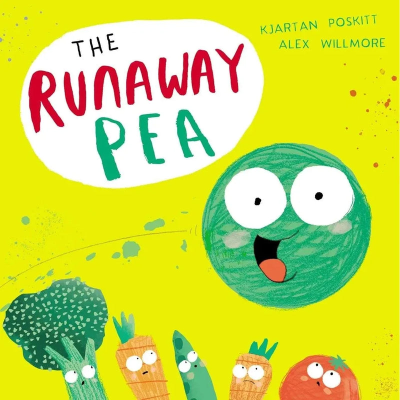 The Runaway Pea Series 3 Books Collection by Kjartan Poskitt and Alex Willmore, featuring colorful cover illustrations.