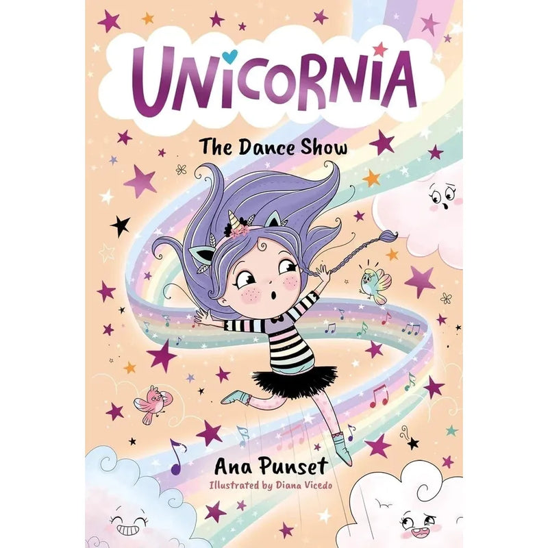 Unicornia Series 5 books collection by Ana Punset featuring colorful covers of Learning to Fly, A Magical Birthday, and more.