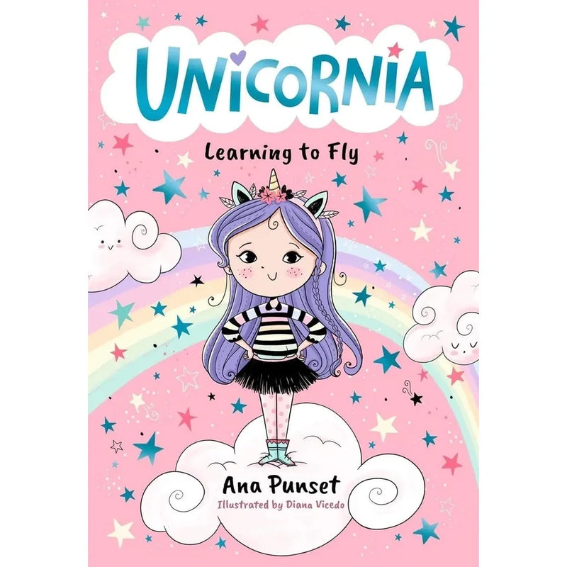 Unicornia Series 5 Books collection set by Ana Punset and Diana Vicedo, including Learning to Fly, A Magical Birthday, and more.