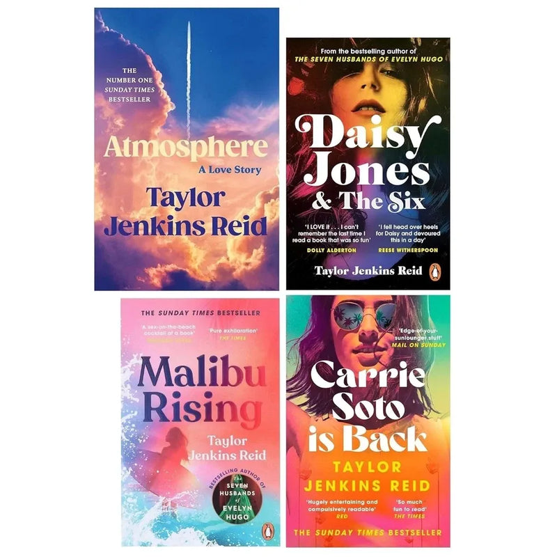 Taylor Jenkins Reid Novel 4 Books Collection Set(Daisy Jones and The Six ,Malibu Rising ,Carrie Soto is Back &Atmosphere: A Love Story (Hardback)) - The Book Bundle