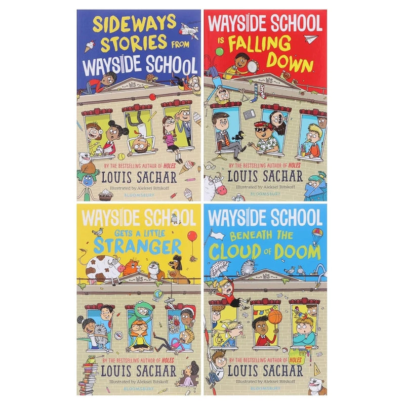 Wayside School Series by Louis Sachar 4 Books Set(Wayside School,Falling Down, Gets a Little Stranger  &  Beneath the Cloud of Doom ) - The Book Bundle