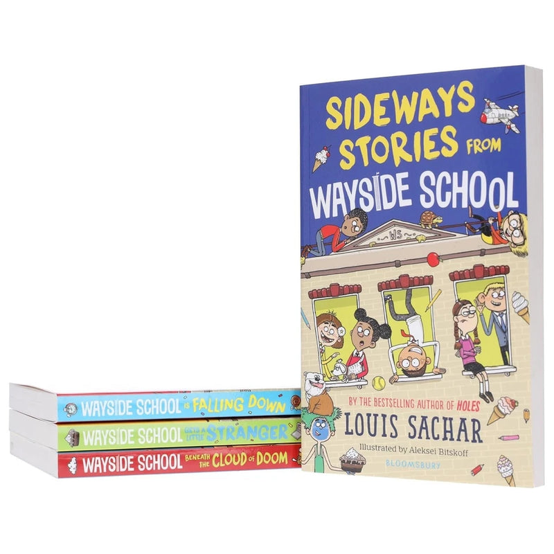 Wayside School Series by Louis Sachar 4 Books Set(Wayside School,Falling Down, Gets a Little Stranger  &  Beneath the Cloud of Doom ) - The Book Bundle