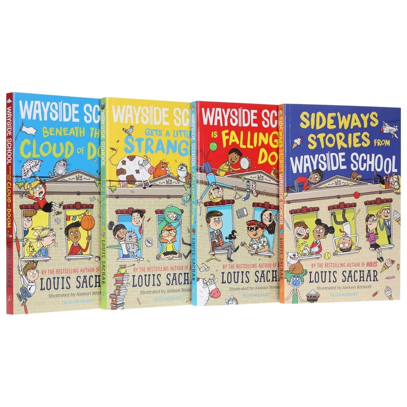 Wayside School Series by Louis Sachar 4 Books Set(Wayside School,Falling Down, Gets a Little Stranger  &  Beneath the Cloud of Doom ) - The Book Bundle