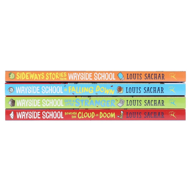 Wayside School Series by Louis Sachar 4 Books Set(Wayside School,Falling Down, Gets a Little Stranger  &  Beneath the Cloud of Doom ) - The Book Bundle