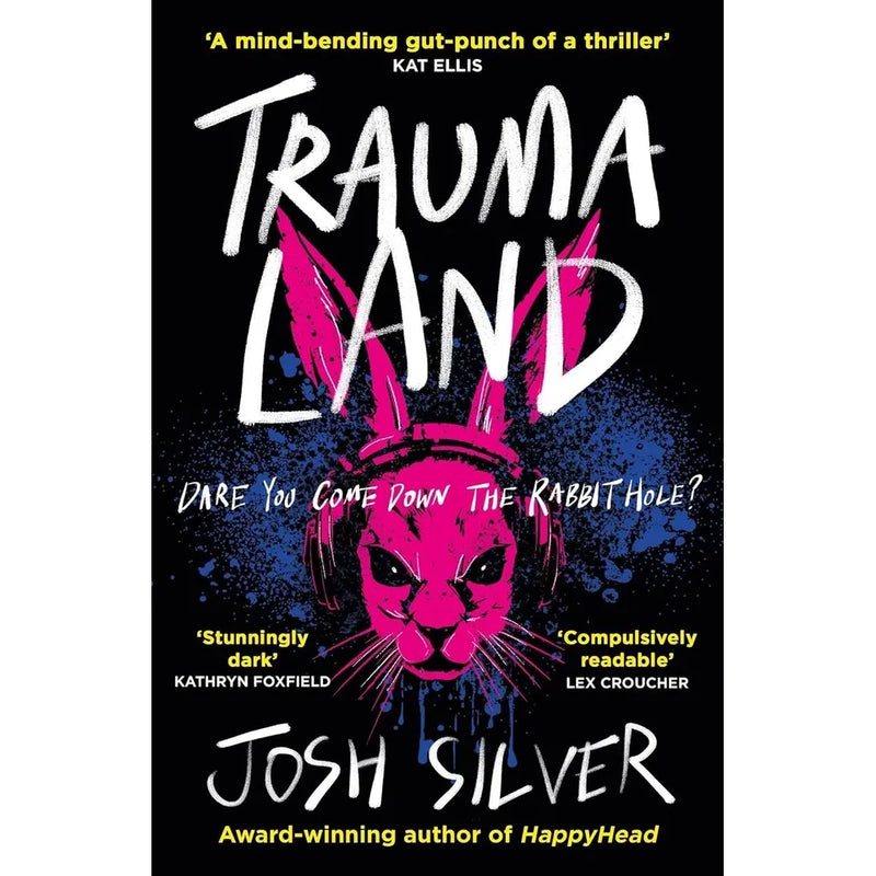Three books from the Happy Head Series Collection by Josh Silver, including Happy Head, Dead Happy, and Traumaland, arranged on a shelf.