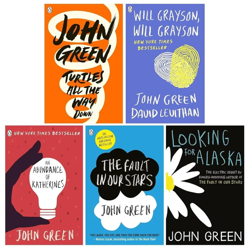 John Green 5 Books Collection Set(The Fault in Our Stars ,Turtles All the Way Down ,Will Grayson Will Grayson,An Abundance of Katherines & Looking For Alaska) - The Book Bundle