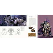 Hardcover book titled "The Cinematic Art of World of Warcraft: Volume 1" by Gregory Solano and Matt Burns, with cover art visible.
