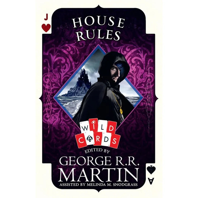 Five paperback books from the Wild Cards series by George R.R. Martin, published by HarperVoyager, featuring colorful cover art.