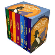 Seven hardcover books from The Arsène Lupin Collection by Maurice Leblanc, featuring classic detective fiction in a set by Arcturus Publishing.