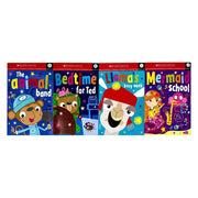 Scholastic Early Readers Year 1 16-book set for ages 5-7, featuring simple stories for beginner readers, displayed in a colorful collection.