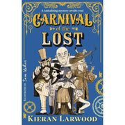 Dark Fantasy Carnival Mystery Thrillers book set by Kieran Larwood, featuring two paperback fiction novels with dark, mysterious covers.