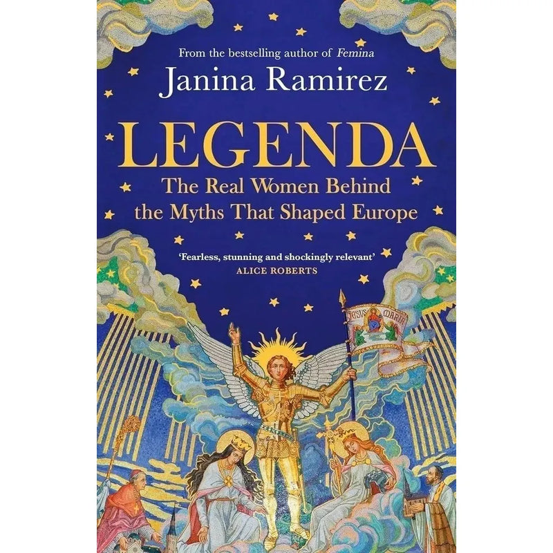 Set of three nonfiction books by Janina Ramirez, including Legenda, Femina, and The Private Lives of the Saints, in mixed formats.