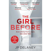 Four paperback fiction books by JP Delaney, including The Girl Before, Believe Me, and The Perfect Wife, from Quercus Ltd collection.