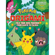 Set of three Pokémon origami books by Scholastic UK, featuring Kanto to Paldea and Alola regions, paperback non-fiction collection.