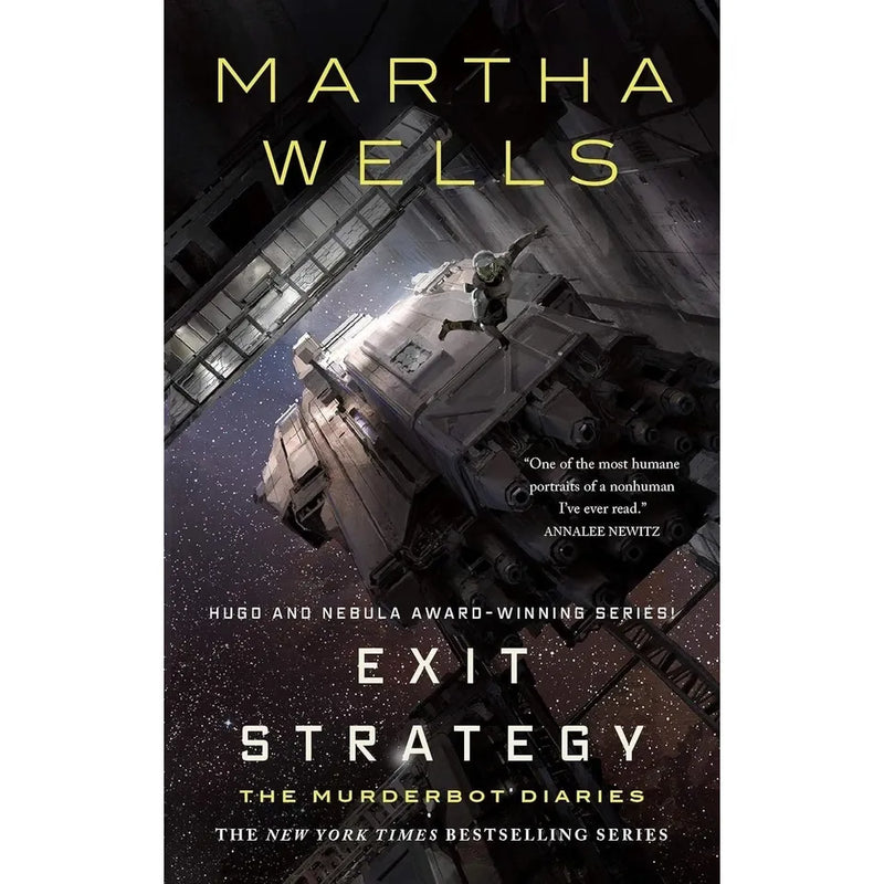 Seven paperback books from The Murderbot Diaries collection by Martha Wells, featuring science fiction stories in a Tor Books Ltd edition.