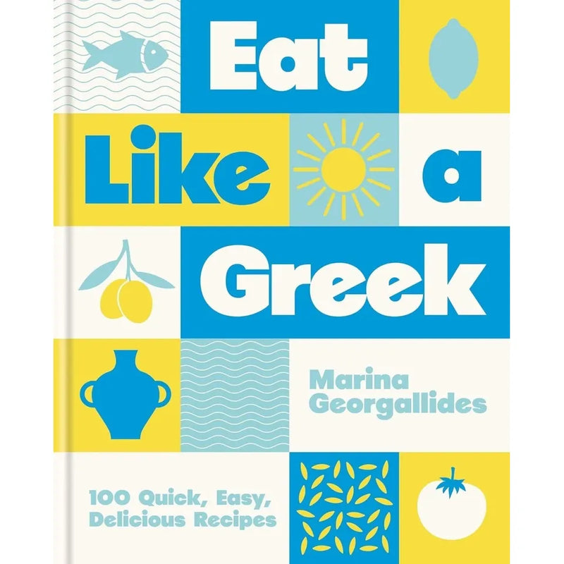 Collection of two hardcover cookbooks by Marina Georgallides and Hari Ghotra featuring Greek and Indian recipes, colorful food photos.