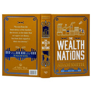 Leather-bound copy of The Wealth of Nations by Adam Smith, a non-fiction book emphasizing economic principles, from Wilco International LLP.