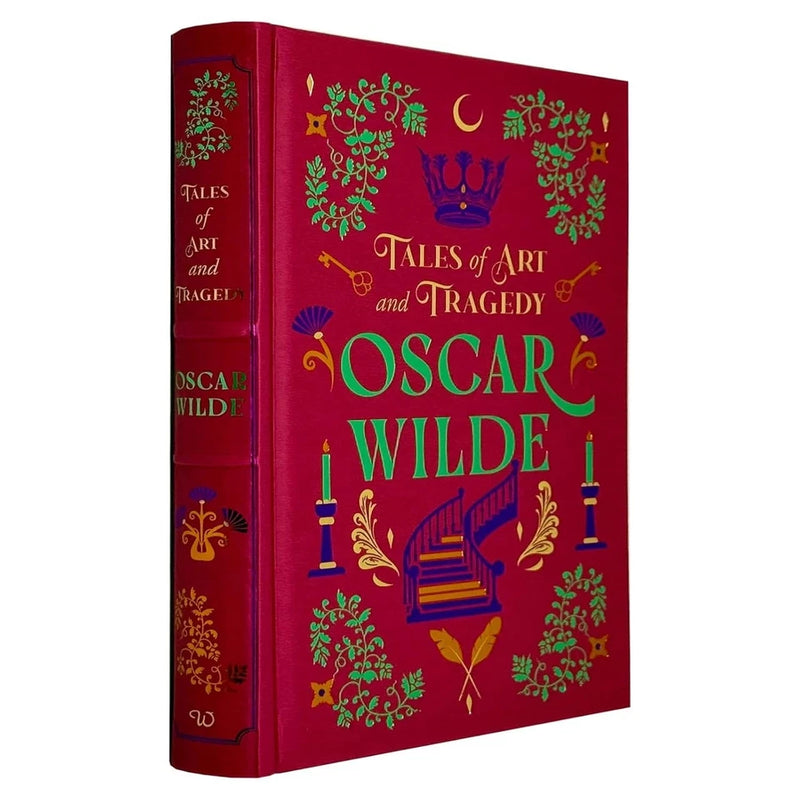 Leather-bound copy of “Tales of Art and Tragedy” by Oscar Wilde, featuring classic fiction by Wilco International LLP.